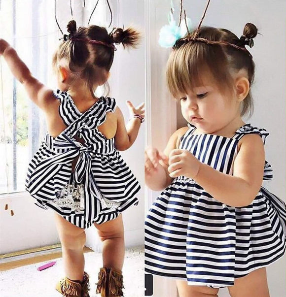 Backless Dress Bow Cotton