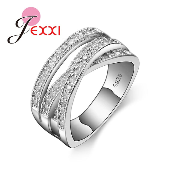 Crystal Engagement Wedding Rings