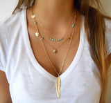 Choker Feather Pendants Necklaces